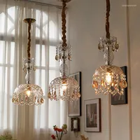 Pendant Lamps Vintage French Glass Crystal Chandeliers Lights Fixture American Luxurious Chandelier Home Corridor Balcony Gallery Hanging