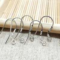 500st 925 Sterling Silver Earring Fynd Kontakter Fishwire Hooks smycken DIY 15mm Fish Hook Fok Coil Ear Wire 67 J2292N
