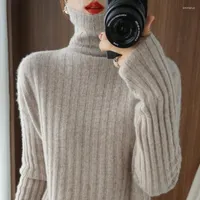 Women's Sweaters Autumn Winter Fall Shoulder Pit Strip Pile Neck Knitting Women Pullover Casual Goat Hair Base With Solid Color Sweater