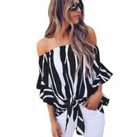 summer Women Blouse Long Sleeve Blouses Casual Loose Big Size Stripped Shirts Ladies Top Off The Shoulder Lady Clothings Women's & i3tn#