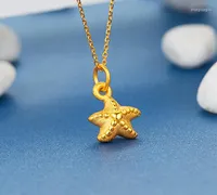 Pendant Necklaces ARRIVAL PURE 999 24K YELLOW GOLD 3D WOMEN'S STARFISH