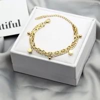 Strand 18 Style Shell Zircon Crystal Pearls Gold/White/Pink Bracelet ze stali nierdzewnej dla kobiet 2022 Biżuteria mody YBR187