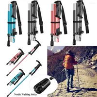 Trekking Poles Outdoor ABS Handle Aluminum Foldable Walking Sticks Stick Folding Camping Hiking Tool