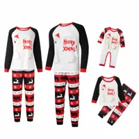 Chirstmas Family matching outfits kids bear reindeer snow printed pajamas clothes sets mommy and me Xmas party plaid homewear loungewear Q8981