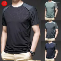 Men's T Shirts Men's T-shirt Summer Outdoor Sports Fitness Business Casual Round Neck Top Ice Silk Half Sleeve