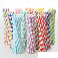Drinking Straws 25Pcs Mix-Colors Biodegradable Disposable Paper Sts Drinking Wedding Birthday Party Favors Decoration Supplies Invent Dhubg