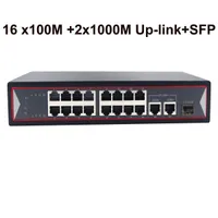 16 Port Poe Fiber Optic Switch não gerenciado Gigbit Uplink SFP 150W para câmeras IP de rede NVR