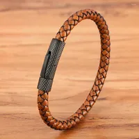 Очарование браслетов XQNI DIY Комбинированное кожаное браслет из нержавеющей стали