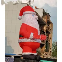 زخارف عيد الميلاد عملاقة سانتا كلوز القابلة للنفخ مع بيرد رمادي لزينة الإعلانات التفاعلية الأحداث في الهواء الطلق