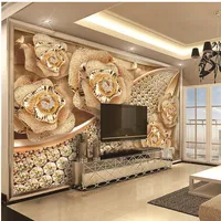 Custom Retail 3d Wallpaper Luxury Diamond Flower Jewelry Kitchen Wall Papers Home Decor Painting Mural272C