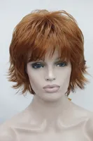 vogue orange brown layers flips wavy short ladies synthetic hair full wig