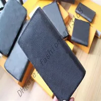 62665 Purse luxury designer Wallet Zipper Bag men Wallets Leather Card Holder Pocket Long mens Bags Coin Purses with Box qwere301n