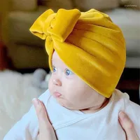 Hair Accessories Born Baby Autumn Winter Warm Turban Hat Big Bow Cotton Beanie Stretchy Head Wrap Toddler Kids Headwear