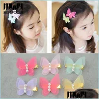 Hair Clips Barrettes Fashion Hairpins With Pearl Cartoon Hair Barrettes Exquisite Stereoscopic Butterfly Clips Accessories For Girls Dhjv0