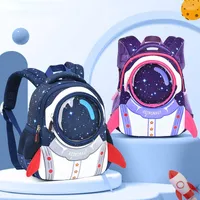 Schulbeutel 2022 3d Rocket Kids Rucksack Anti-verlorene Astronauten wasserdichte Cartoon Mädchen Mochila Infantil