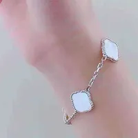 925 Silver Fashion Classic 4 Four Clover Leaf 5 motifs Charm Bracelets Bangle Chain 18K Gold Agate Shell Mother-of-Pearl for Women329u
