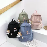 School Bags Student Backpack Korean Casual Girl Junior High Bag Large Capacity Japanese Cute Solid Color