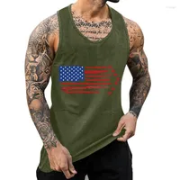 Men's Tank Tops Men's Mens Summer Top Vest Breathable Plus Size US Independence Day Casual Sleeveless Shirt Loose Sportswear