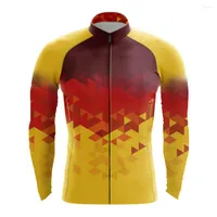 Jackets de corrida 2022 Spring Autumn Team Cycling Jersey Top Mtb Bike Men Straw Sech Men Roupas de bicicleta ao ar livre Manga longa Camisa uniforme
