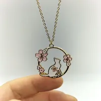 Collares colgantes de moda yungqi cartoon collar de flores de gato espeluz