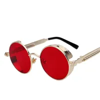 Round Metal Sunglasses Steampunk Men Women Fashion Glasses Brand Designer Retro Vintage Sunglasses UV400189P