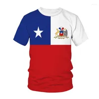 Camisetas para hombres Camisa de la bandera de chile Emblema 3d Menigas Camiseta Moda de moda para mujeres Niños Niños para niños Camas Tops Camas