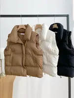 Women's Vests Cotton Vest Autumn Winter 2022 Korean Lapel Thick Warm Coat Female Black White Casual Loose Jacket Clothing