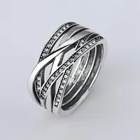전체 2017 New Fine Jewelry 925 Silver Rings with Women Wedding Party Clear Fashion Ring CZ Bow Ring Fit Pandora Woman Ring239L