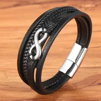 Bracelets de charme xqni accessoires en acier bracelet en cuir masculin Bracelet spécial géométrique multi-couche pour cadeau d'anniversaire
