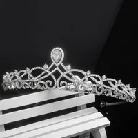 Bride Party Crystal Water Drop Diadems Hair Jewelry Elegant Silver Plated Tiaras Crowns for Weeding Fashion Accessories
