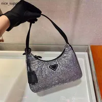 modern nylon bag with all-over crystal embellishment stands out women mini handbags hobos shoulder bag camera bags fashion camoufl263C