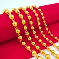 Jindian 11 Solid Pearl Ball Buddha Bead Necklace chains Vietnam Shajin Brass Gold-plated Jewelry Men's Necklaces274y