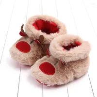 First Walkers 0-24M Baby Christmas Shoes Cartoon Deer Warm Plush Crib For Born Infant Girl Boy Cute Xmas Gift