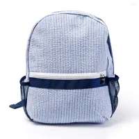 School Bags Toddler Preschool Bag Seersucker Backpacks For Kids Navy Seesucker Light Weight DOM113187 Children Shoulder