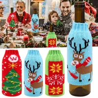 Julhushållsmaterial Premium Sticked Christmas Beer Bottle täcker Power Wine Christmas Flutes Glass 930