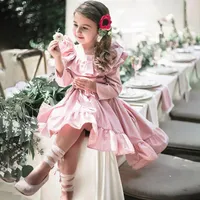 Girl Dresses Girls Girl Dress Dress Long Sleeve Vintage Kids Ruffles Baby Children per il colore rosa delle feste da sera