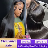 Inches Straight HD Transparent 13X4 13X6 Human Hair Lace Front Wigs 360 4X4 Closure