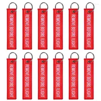 Keychains 12 PCS/Pack Remove Before Flight Text Both Sides Embroidery Car Keychain Outdoor Carabiner Key Chain Wholesale