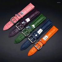 Watch Bands With Leather Soft Strap Accessories Pin Buckle Crocodile Color Bracelet Blue White Purple Pink 12mm20mm
