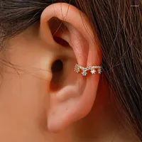 Backs Earrings 1PC Retro Elegant Copper Zircon Crystal Crown Ear Clips In Cartilage Sexy C-shaped Fake Piercing Cuffs For Women