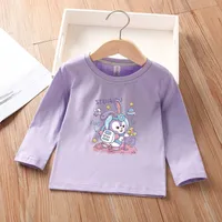  warm long sleeved t-shirt pure cotton spring and autumn round neck rabbit printing base coat classic