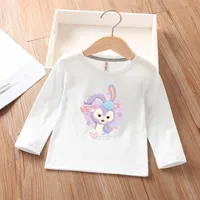  warm long sleeved t-shirt pure cotton spring and autumn round neck rabbit printing base coat 2022 new