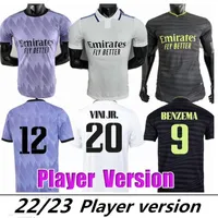 22/23 Player Version Soccer Jerseys Camiseta 3rd Green #20 Vini Jr. #25 Camavinga #9 Benzema #10 Modric Tchouameni Home Shirt Men #15 Valverde 21 Rodrygo Away