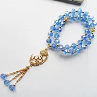 Bracelets Charm 2022 Haji Festival Classic 2r Rope Sky Blue Crystal Muslim Muslim Bracelet Elástico Gold Aley Chain Link Party