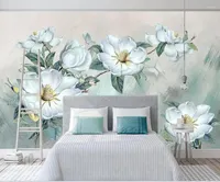 Wallpapers Custom 3D Mural Wallpaper European Minimalist Hand-painted Three-dimensional Floral Background Wall Decorative Painting