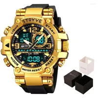 Wristwatches STRYVE Watch For Men's Digital-Analog Dual Movement Calendar Luminous 50M Waterproof Watches Fashion Sports 8025