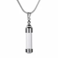 IJD9887 Glass Bottle Memorial Urn Necklace Stainless Steel Silver Gold Black Cremation Ashes Urn Pendant Necklace for Keepsake314W