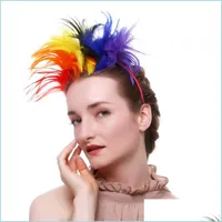 Party Favor Woman Feather Hair Hoop Bride Head Band Reusable Party Formal Hat Headwear Opp Package Drop Delivery 2021 Home Garden Fes Dhadm