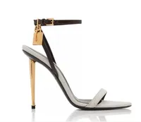 High Heels Leathers Naked Sandals Pumps Women Luxury Designer Brands Padlock Leather Sandal Pointy Toe Sandal Patent