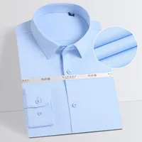 Men's Dress Shirts Bamboo Fiber Men's Shirt Blue Long Sleeve Stretch Anti-wrinkle Comfort Soft Business Professional Formal Interview